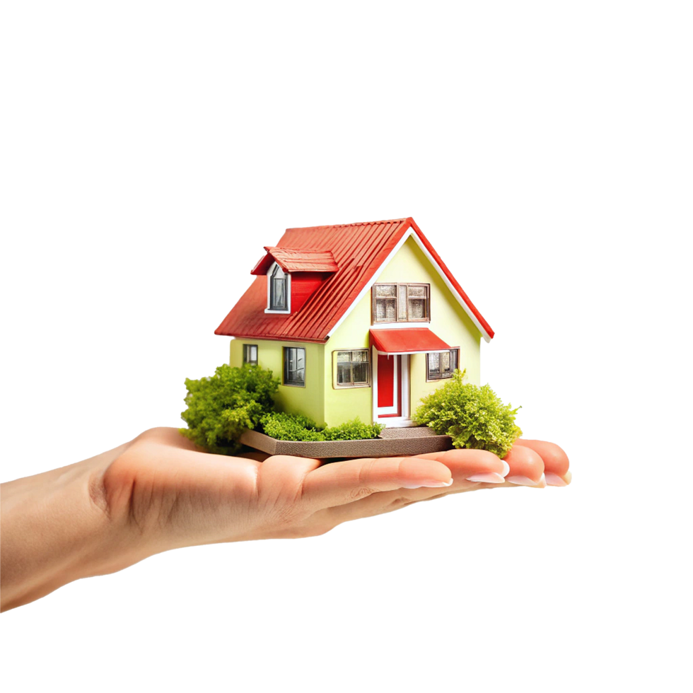 A Small Model House Resting Gently in an Open Palm a Symbol of New Home Ownership Dreams png