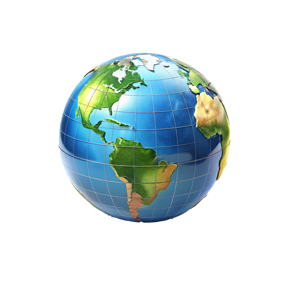 A Stunning 3D Render of Planet Earth Highlighting the Americas and Surrounding Oceans png