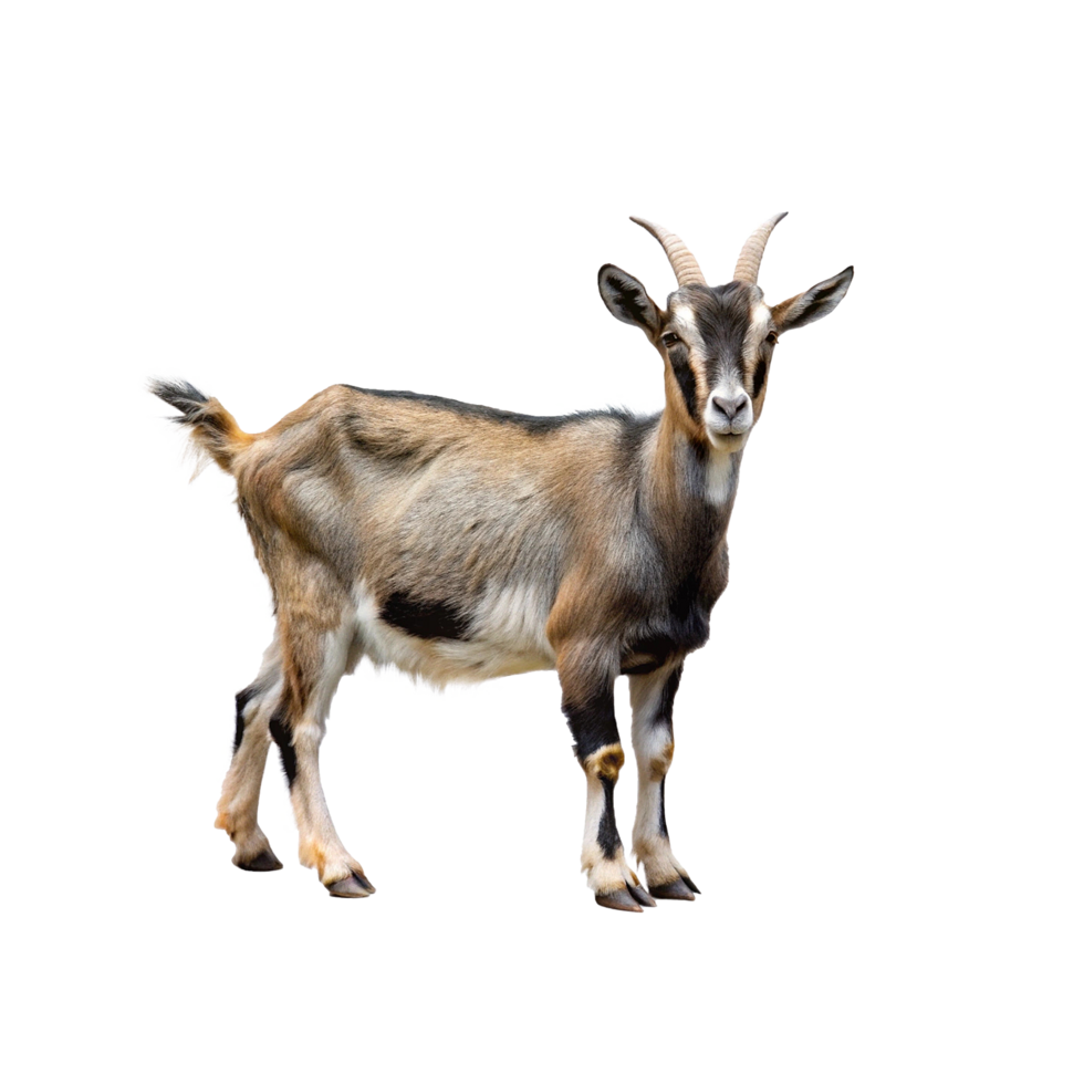 A Stunning Image of a Brown and White Goat Standing on a White Background png