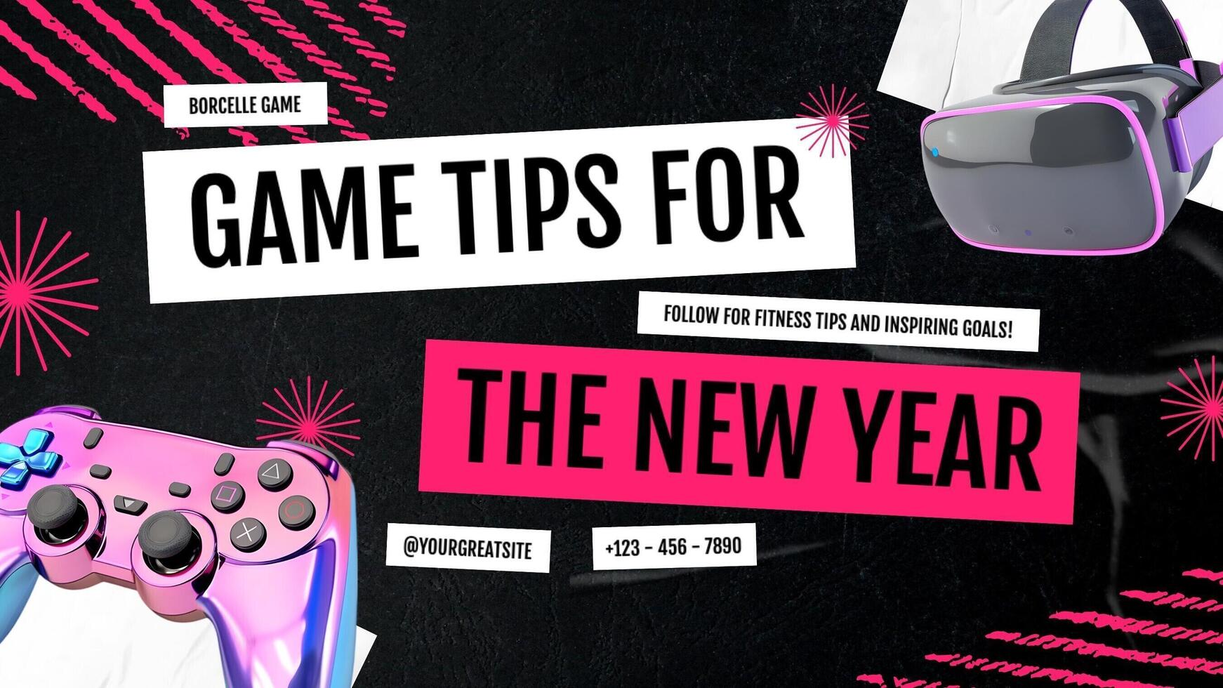 Mobile FB Cover - New Year Influencer Page Game Tips template