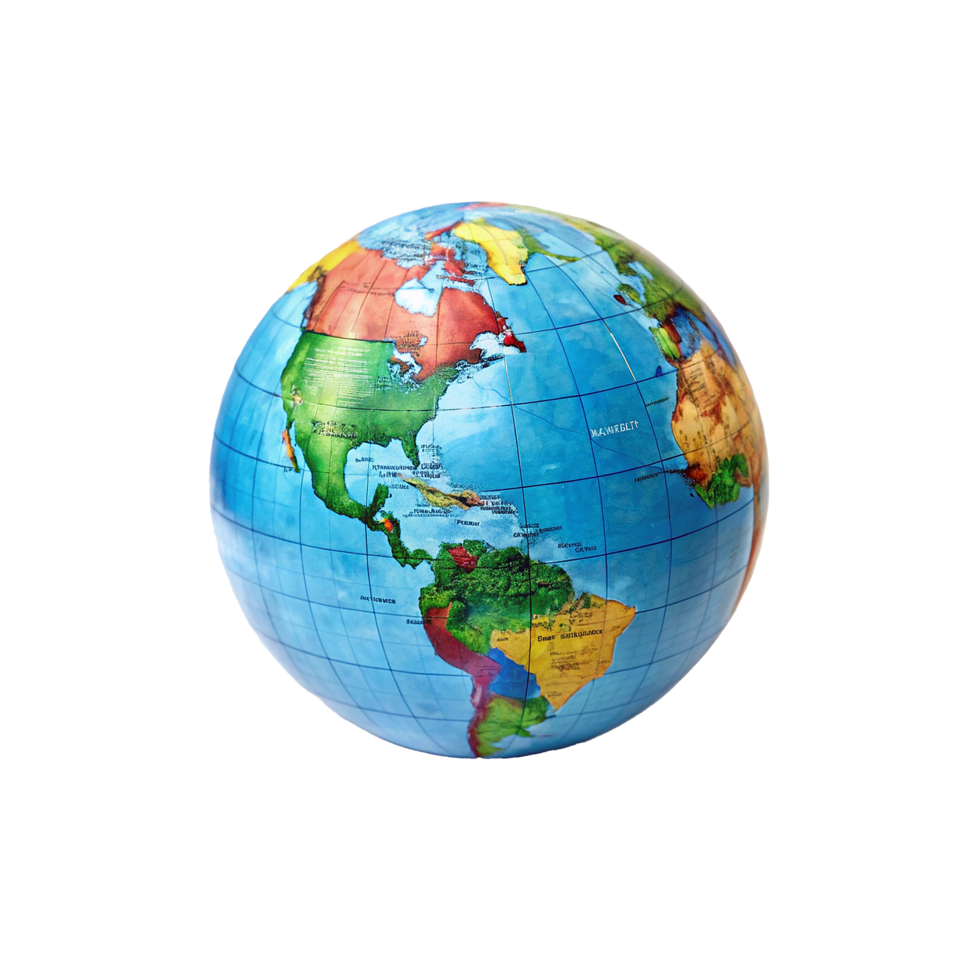 Inflatable Globe Showing North and South America Detailed Map of Continents World Geography Learning Educational Toy png
