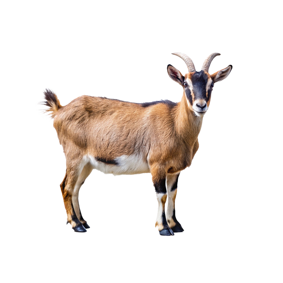 A Stunning Photograph of a Brown Goat with Short Horns png