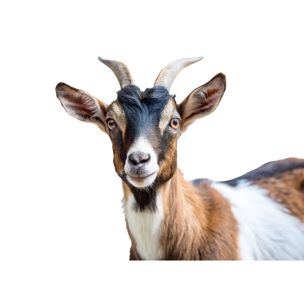 Closeup of an Adorable Brown and White Goat with Curious Expression png