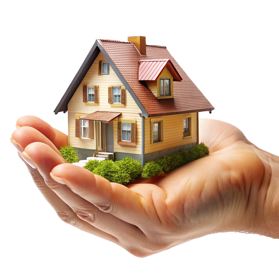A Cozy House Model Gently Held in an Open Palm Offering a Sense of Security and Homeownership png