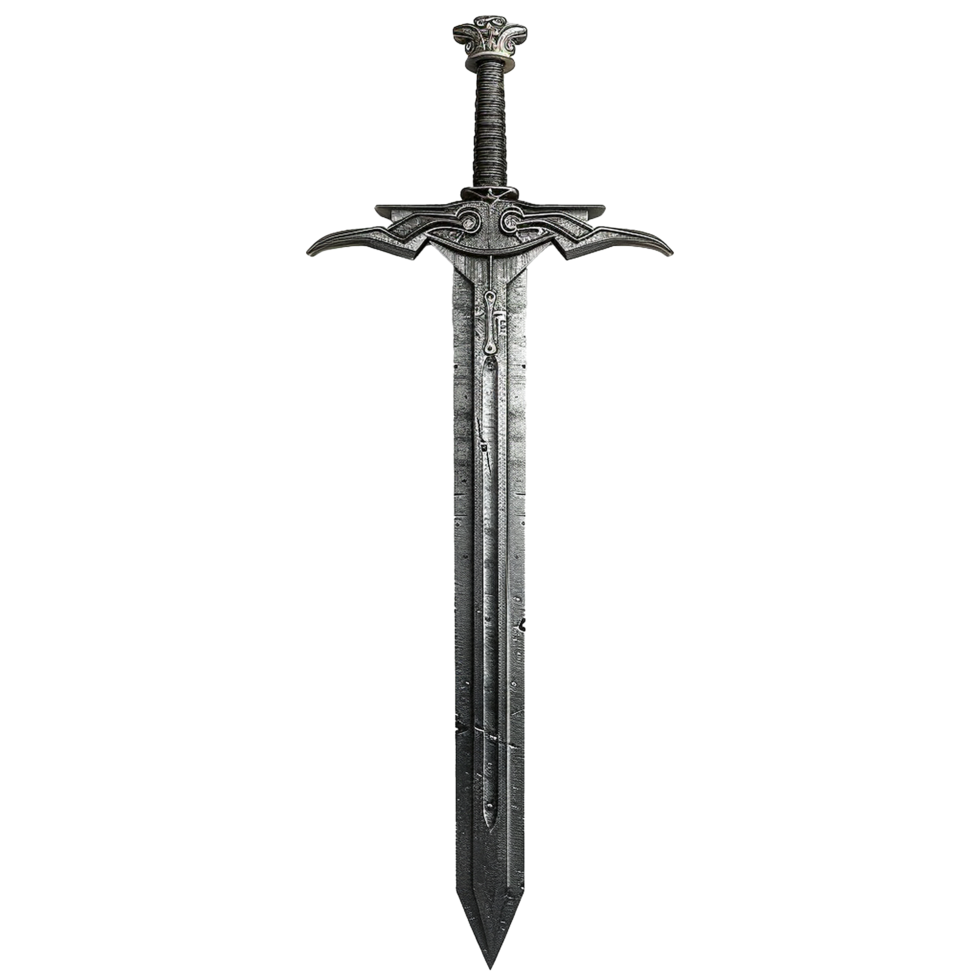 A majestic ornate medieval greatsword fantasy weapon with detailed carvings png