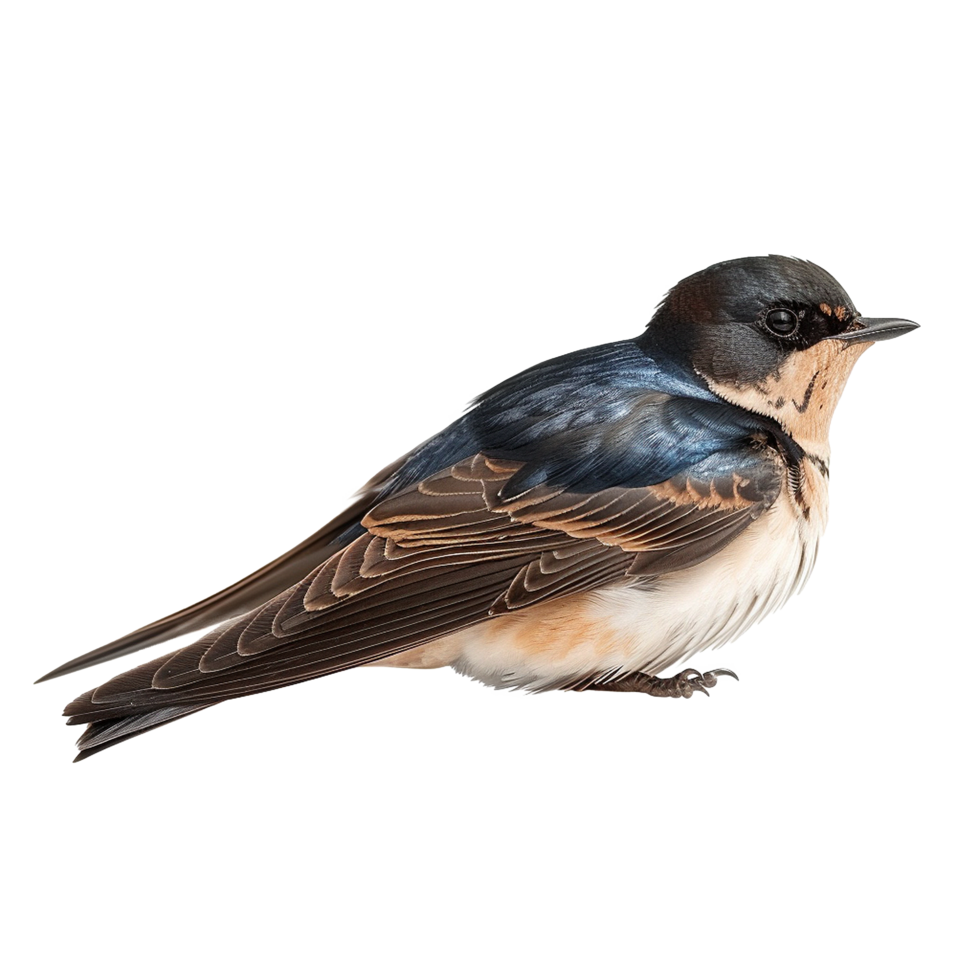 A Detailed Closeup of a Tree Swallow Bird Perched Isolated on White Background png