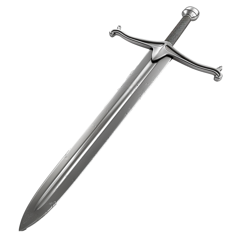 A Gleaming Silver Medieval Sword with Intricate Details and a CrossGuard png