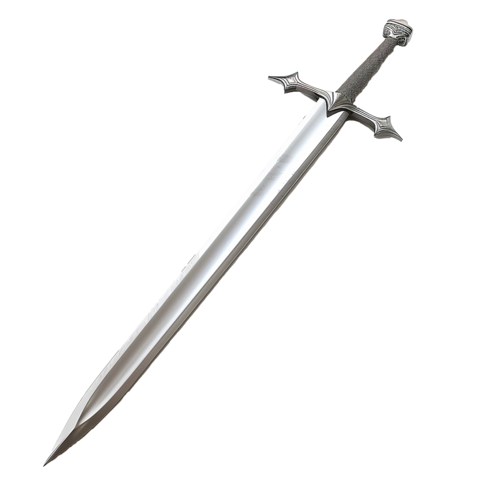 A Gleaming Silver Medieval Sword with Intricate Details png