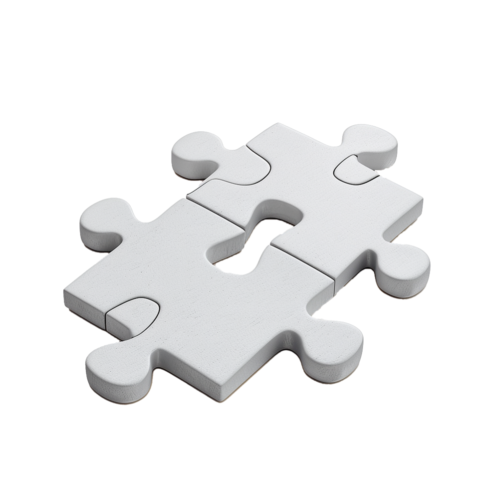 Two White Puzzle Pieces Interlocked Representing Connection and Collaboration png