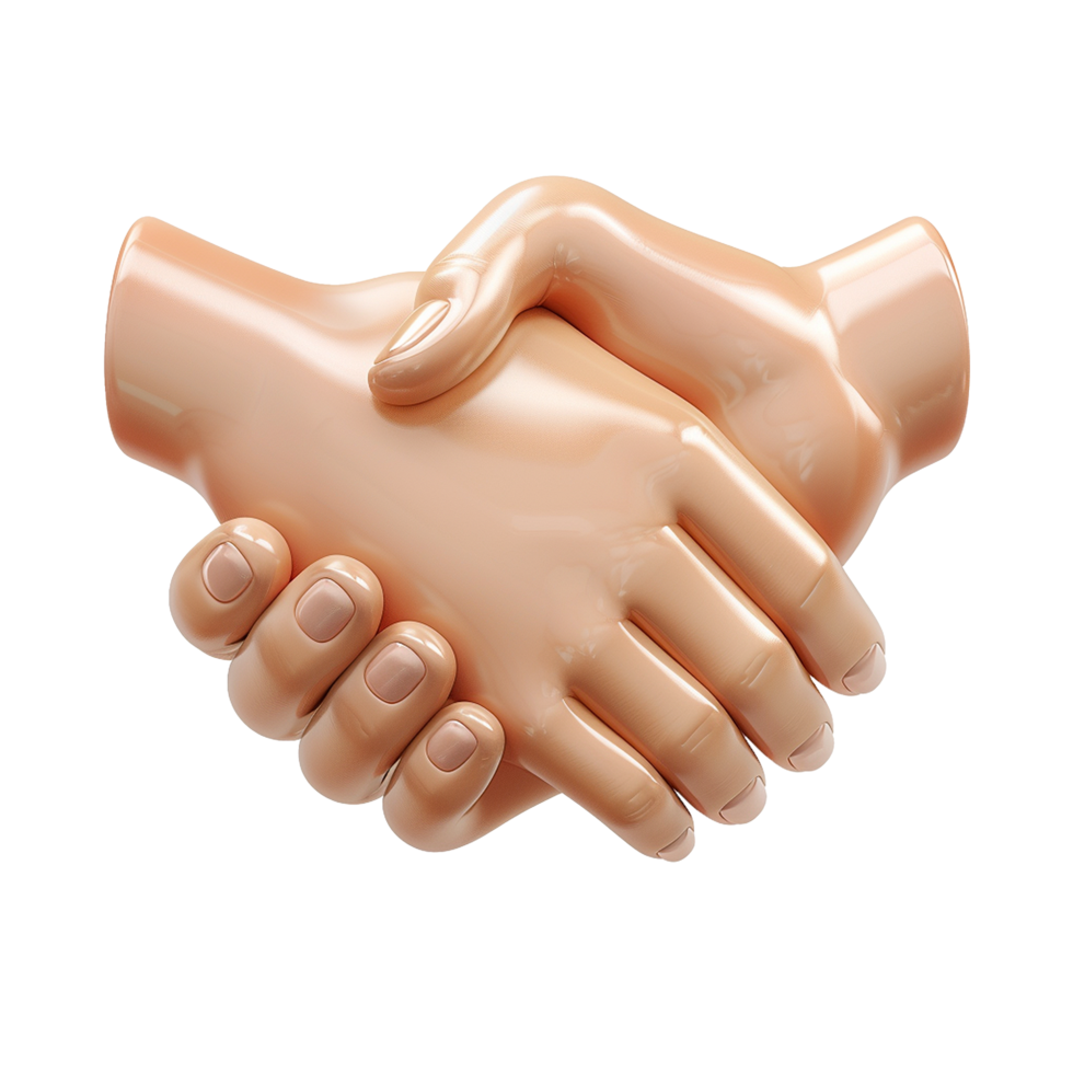 A Detailed 3D Render of Two Hands Clasped in a Firm Handshake Representing Partnership and Agreement png