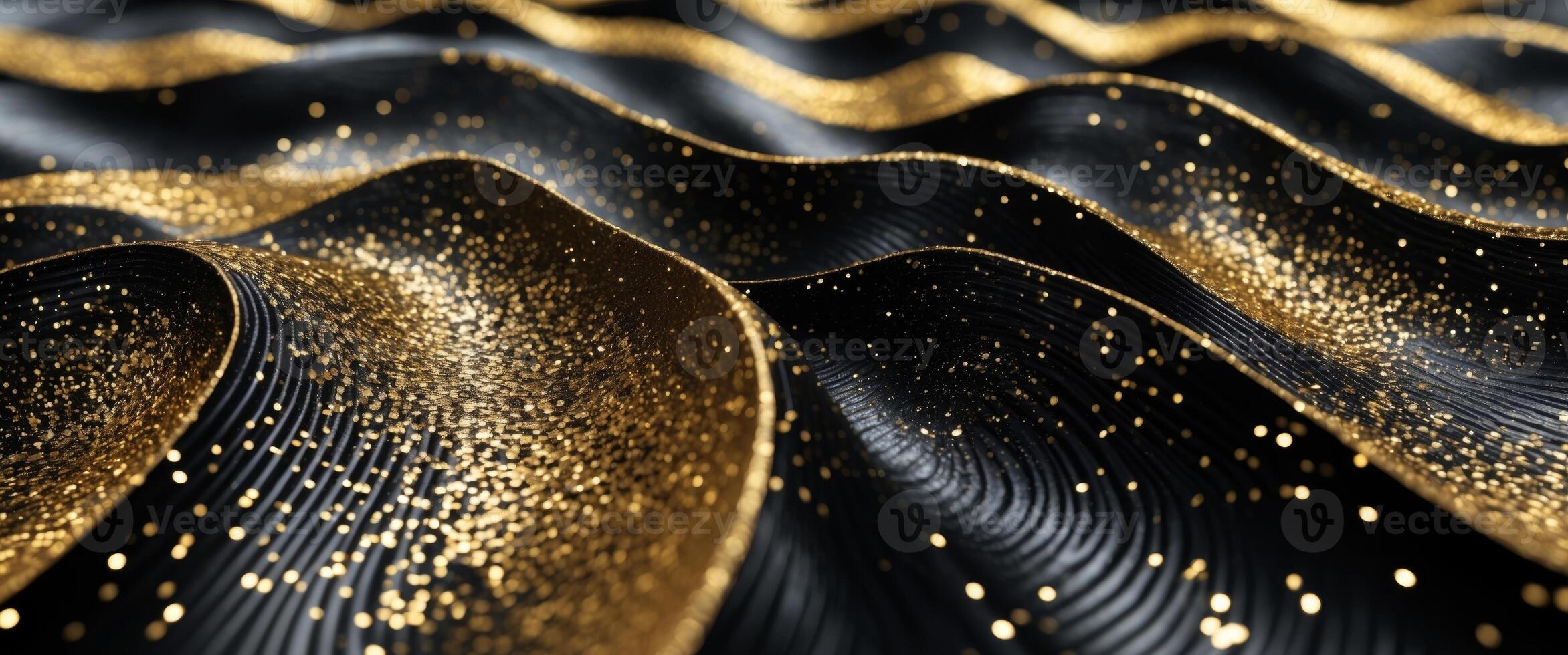 resumen negro y oro Brillantina olas antecedentes con textura. foto