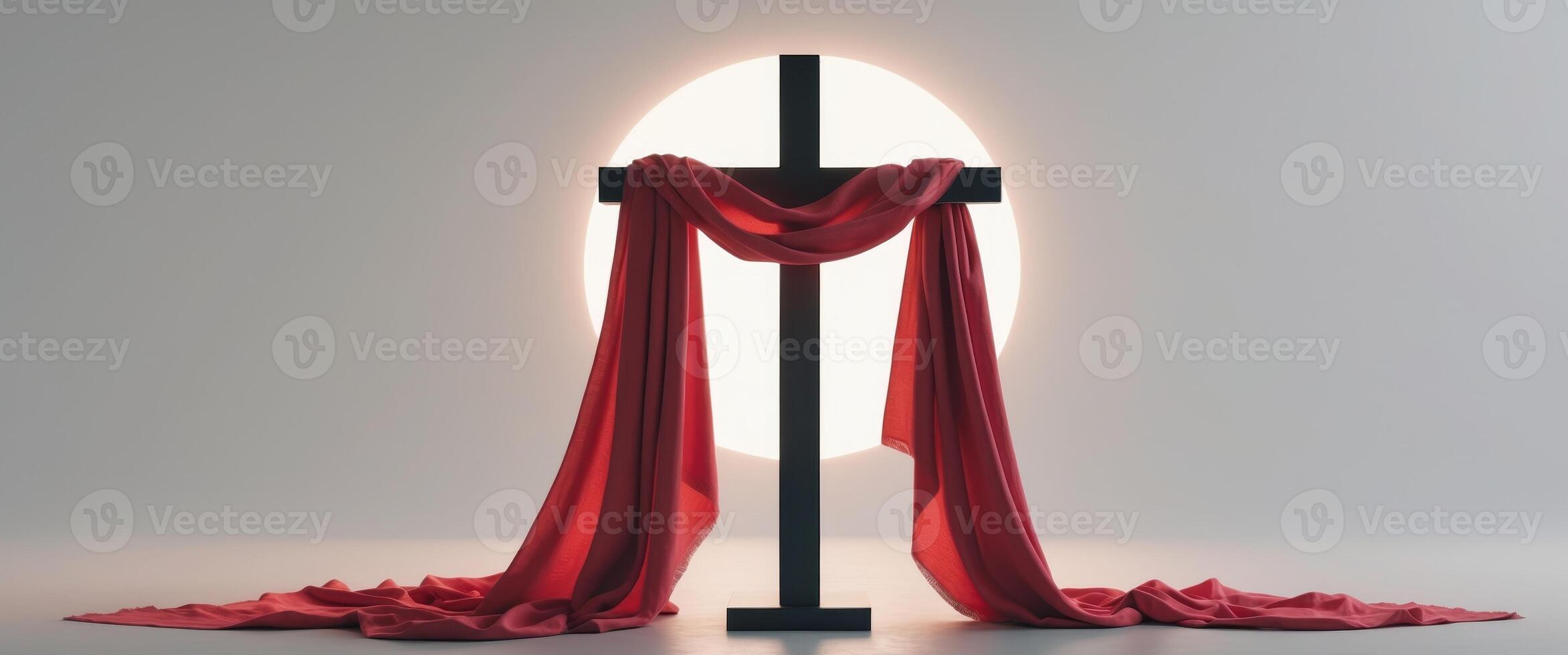 Eclipsed Cross with Red Cloth and Glowing Aura. photo