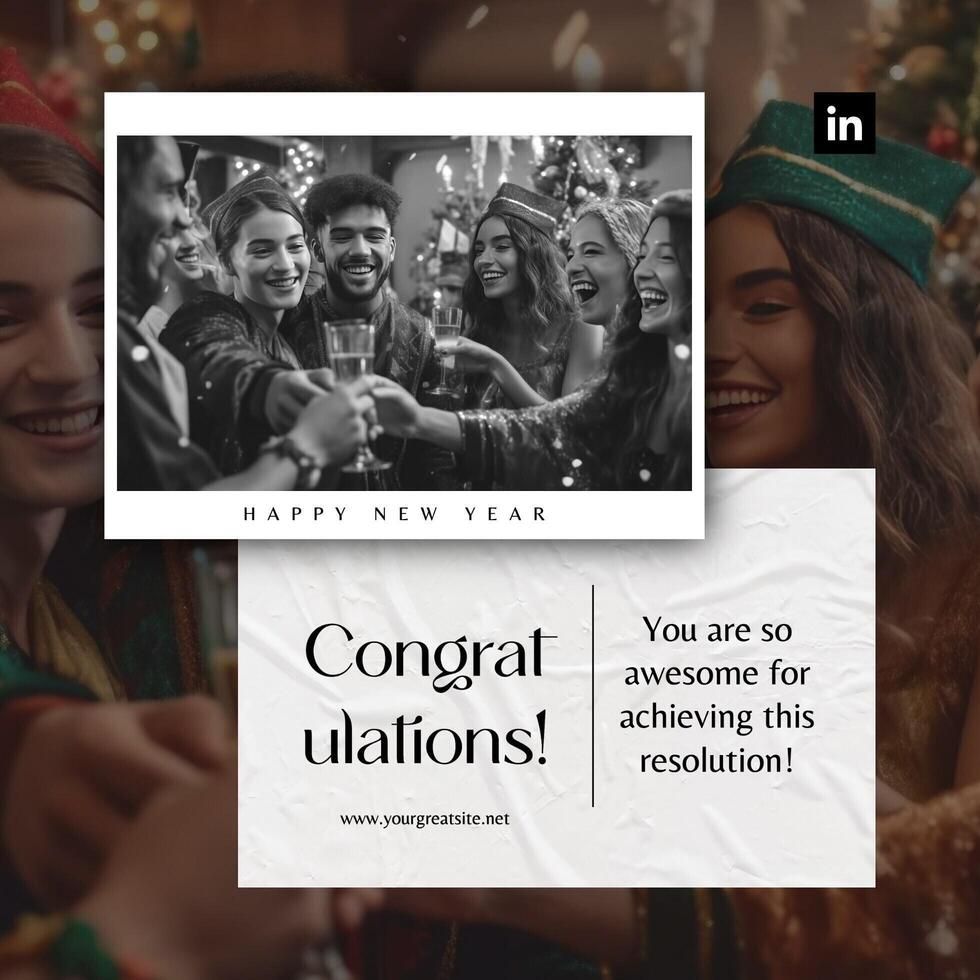 Congratulation for New Year Resolution Linkedin Post template