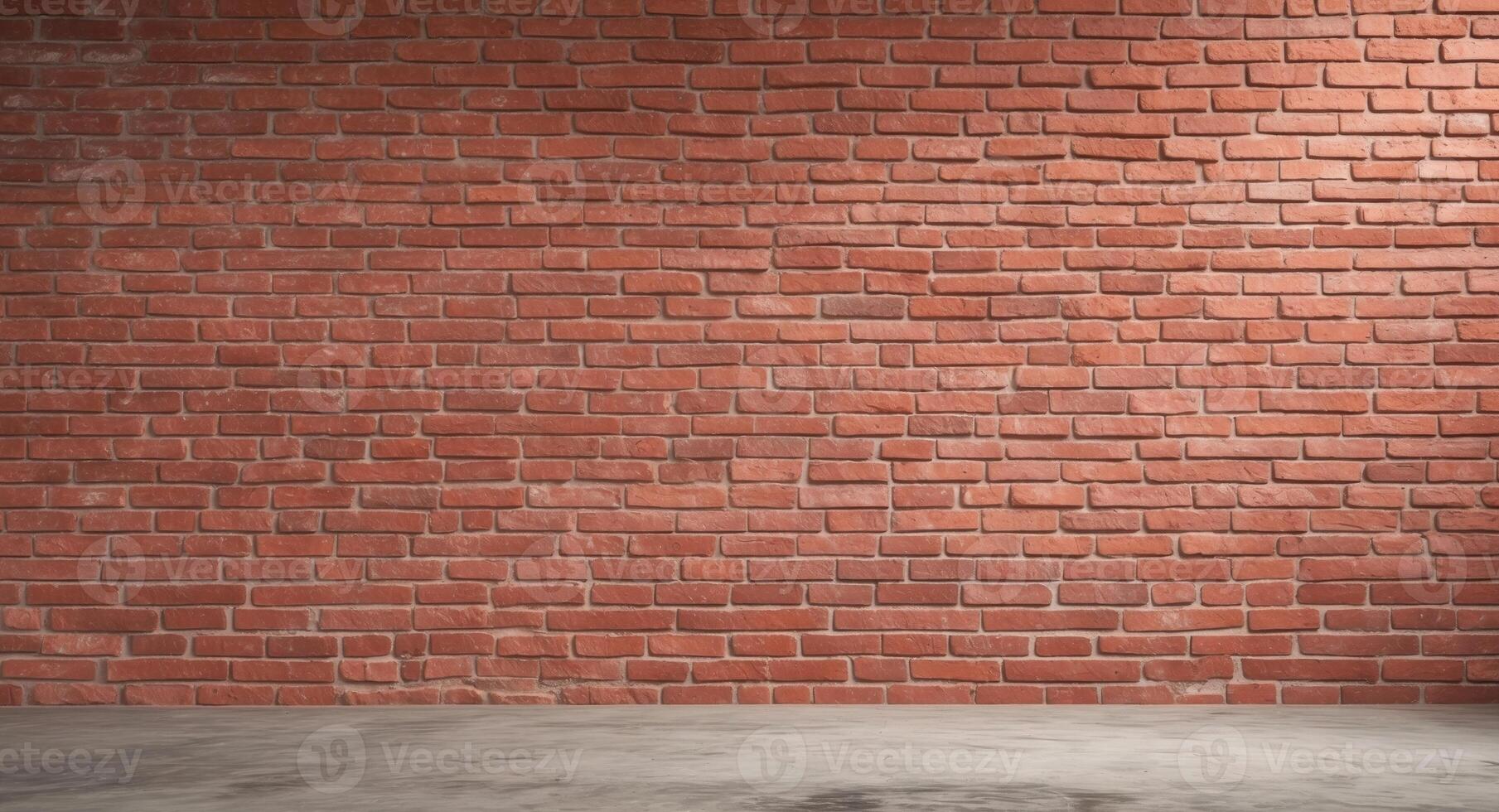 Panoramic red brick wall texture background with ample copy space for creative projects. photo