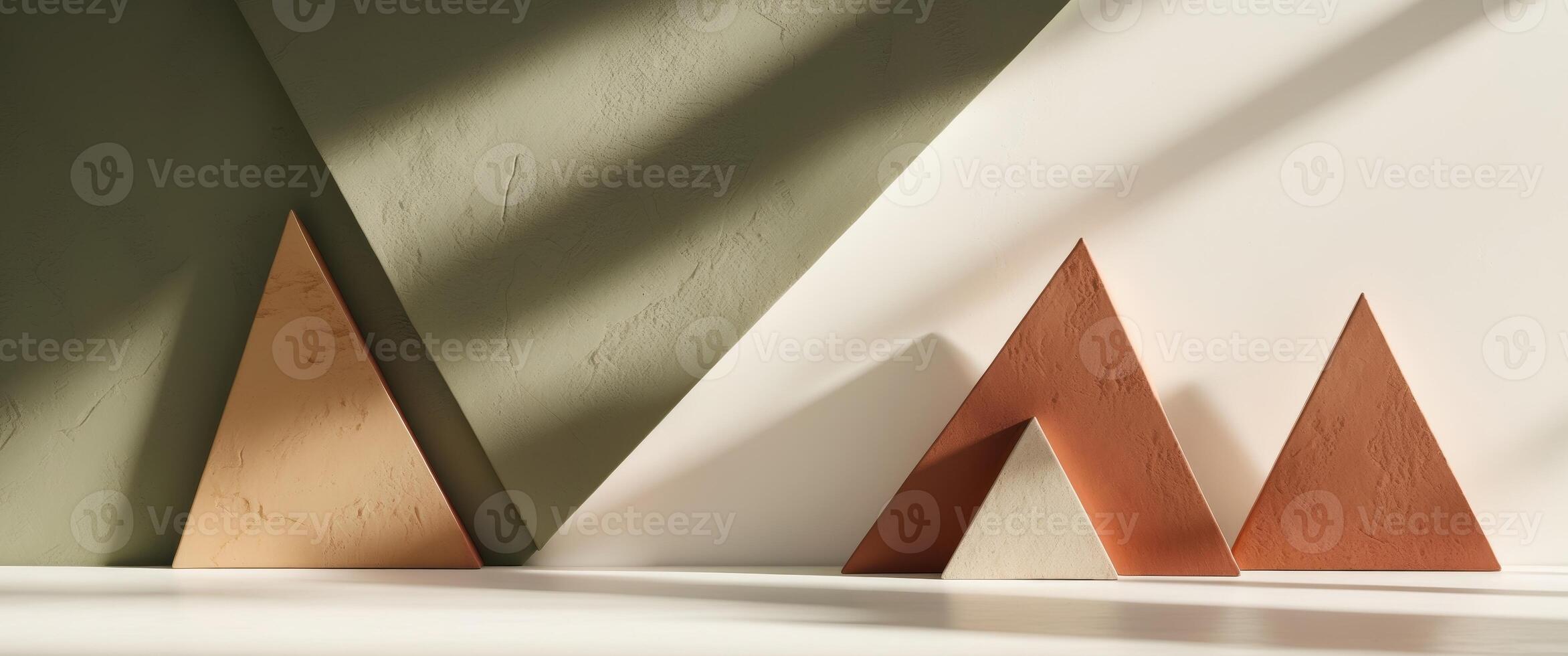 Abstract Geometric Background with Textured Triangles and Earthy Tones. photo