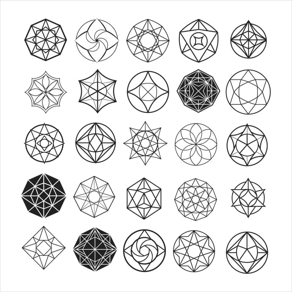 geometric silhouette line art design vector