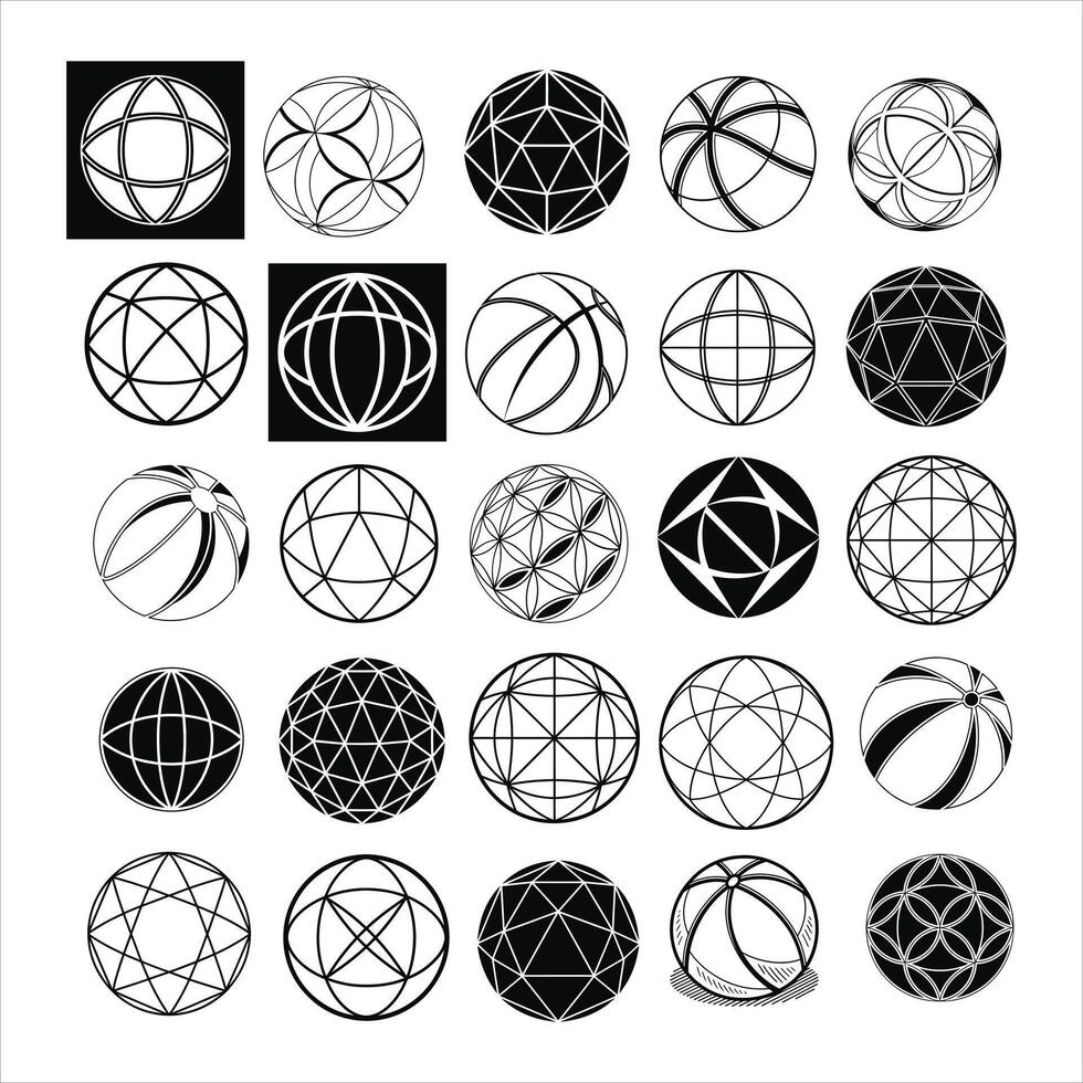 minimalist geometric silhouette line art design vector