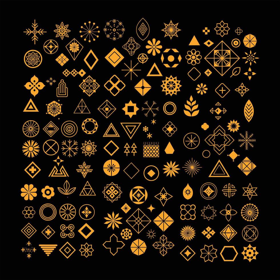 golden geometric design element set. vector