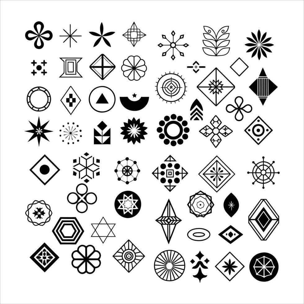 Geometric Design Element Silhouette Collection. vector