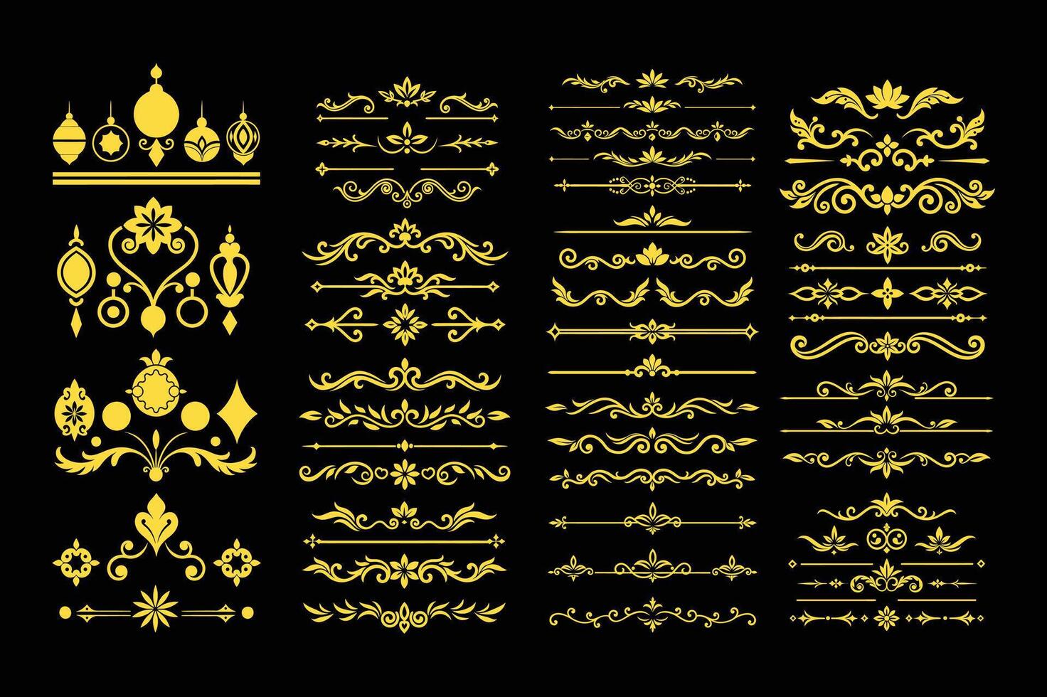 digital Golden Border Ornament Collection vector