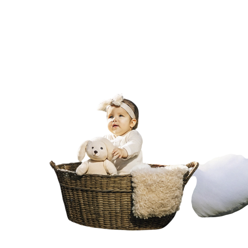 Baby im Bogen Stirnband eingebettet im gemütlich stricken Korb png