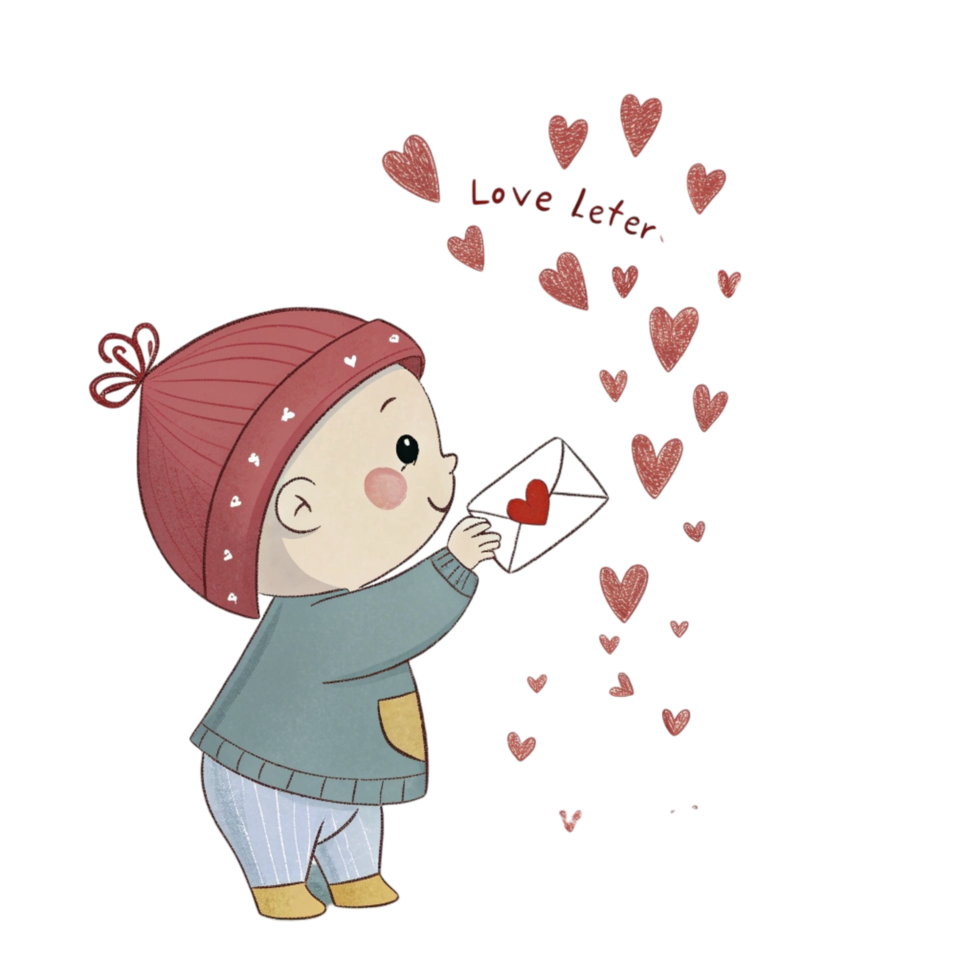 newborn in crimson beanie cradling miniature love letter png