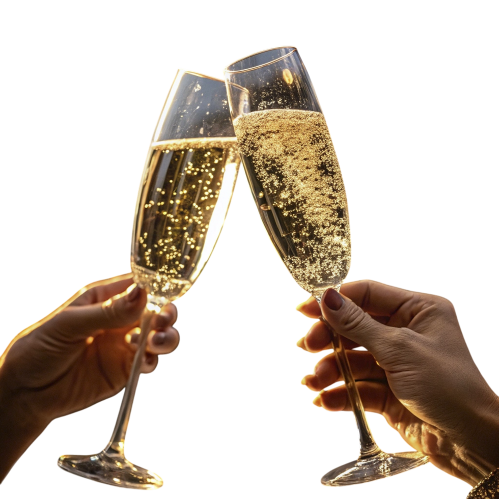 champagne glasses clinking with heartshaped bubbles png