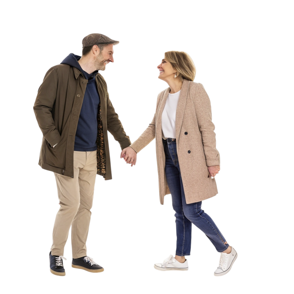 couple holding hands with heart sparkles on warm backdrop png