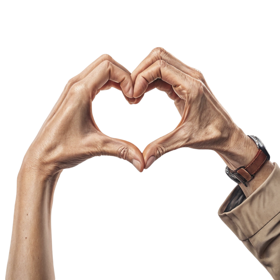 Hands making heart shape on black background png