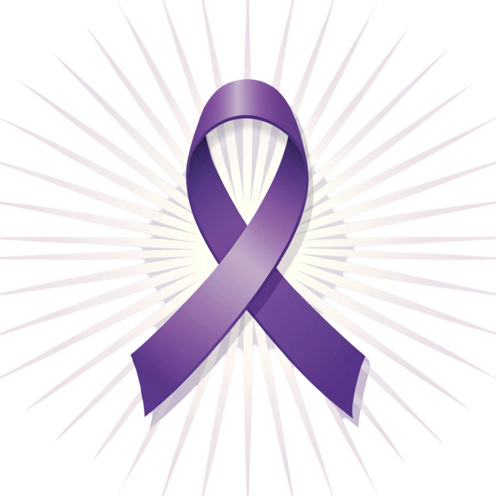 A purple ribbon with rays coming out of it png