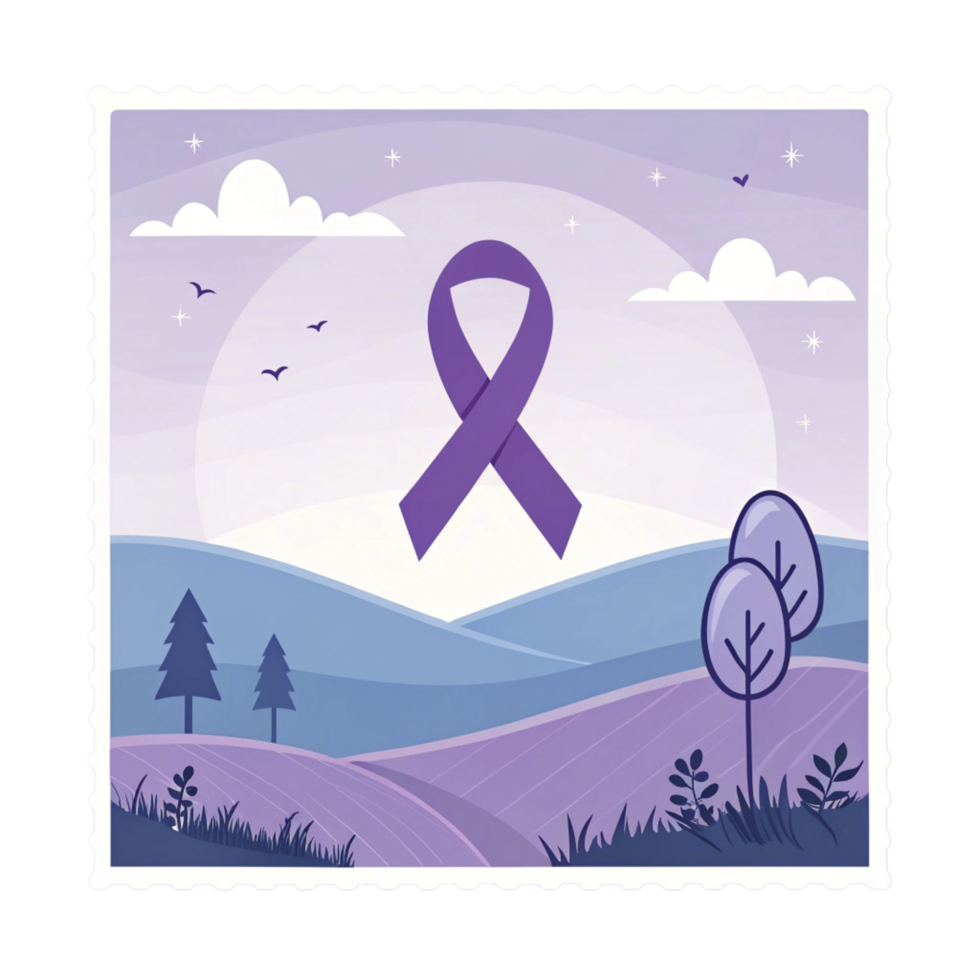 A purple ribbon is shown in the middle of a field png