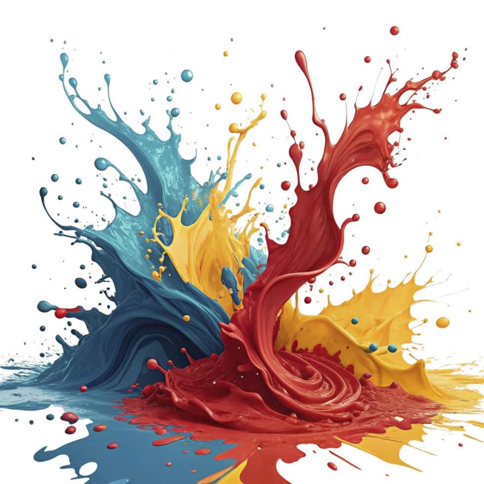 Colorful splash of paint on black background png