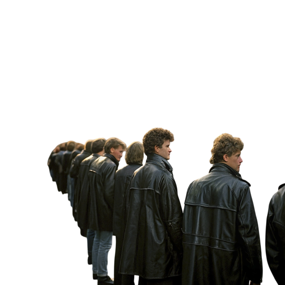 A line of people in black coats png