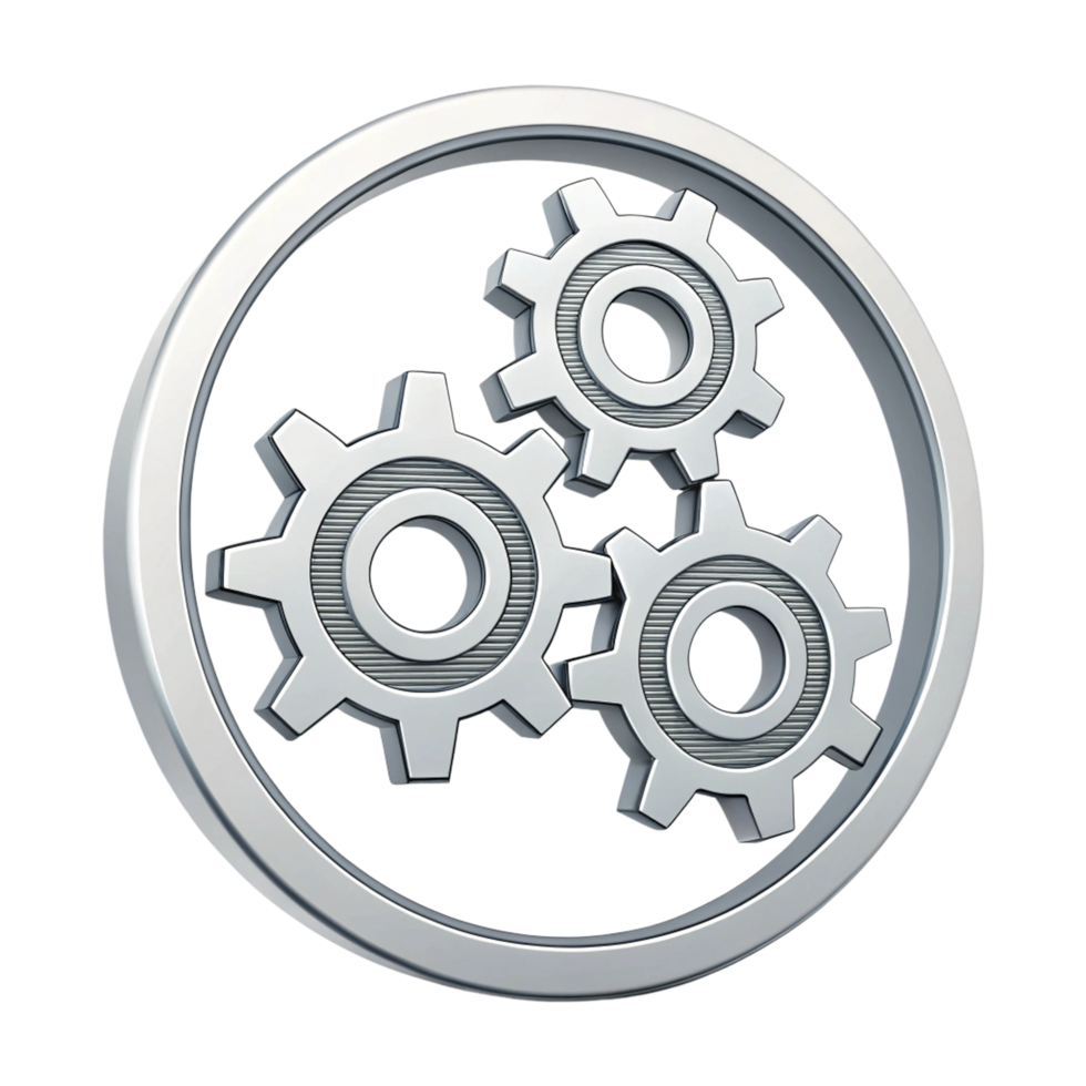 A silver circle with gears inside png