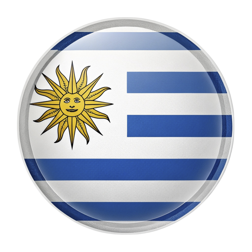 The flag of uruguay is shown in a round button png
