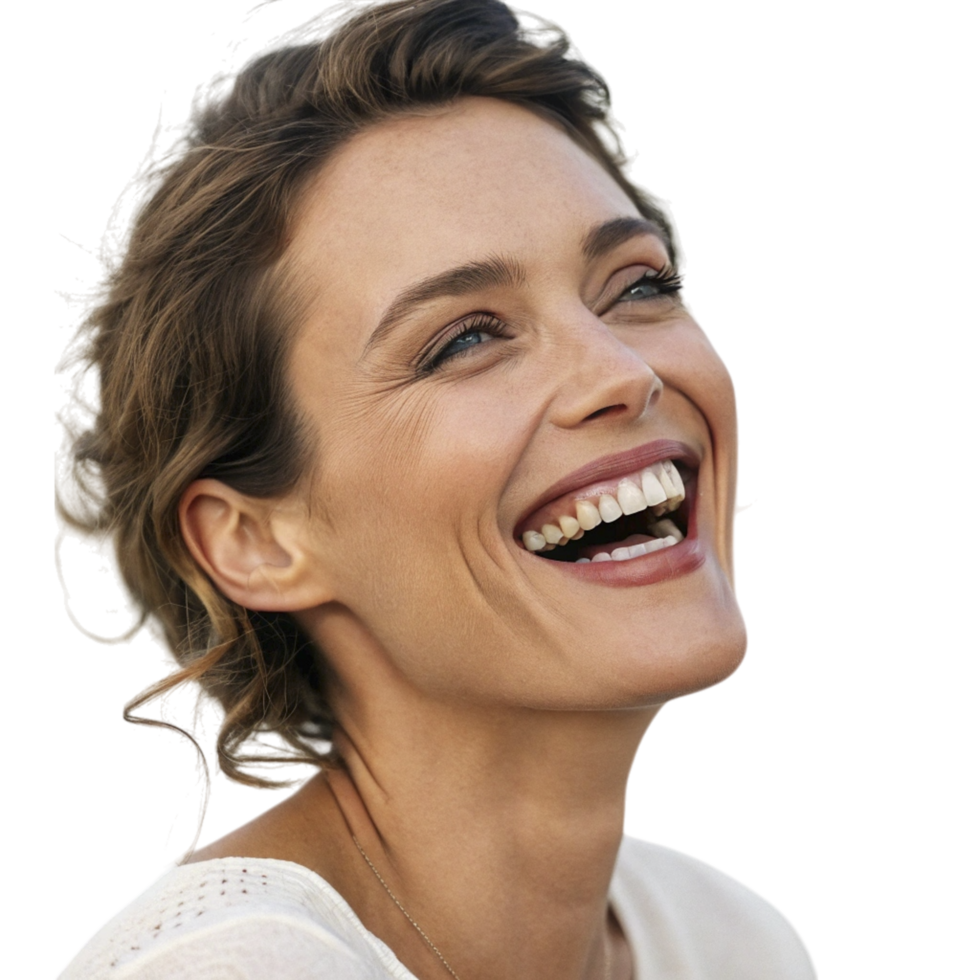 A woman laughing with her mouth open png