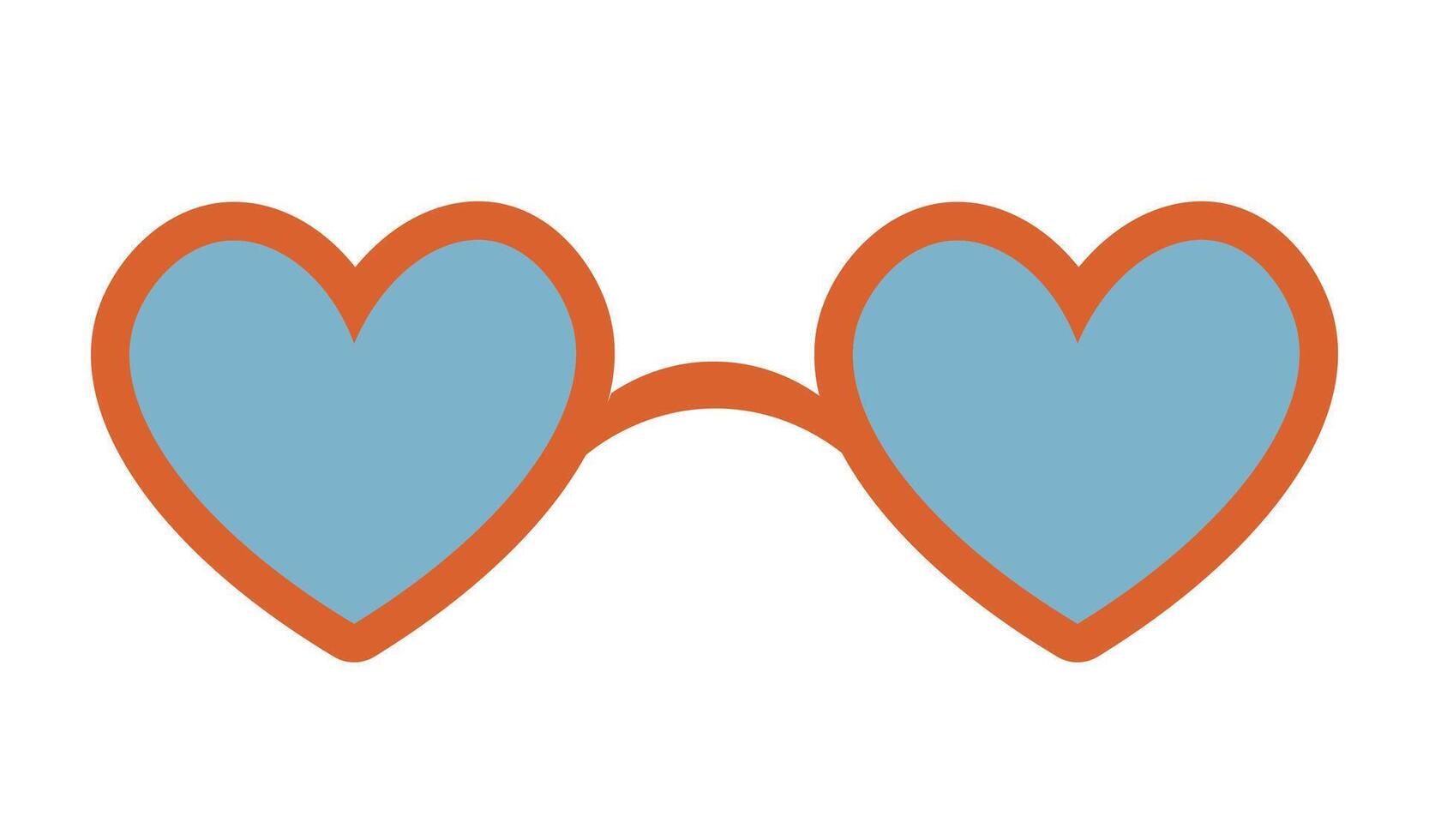 heart shape sunglasses in doodle style. vector
