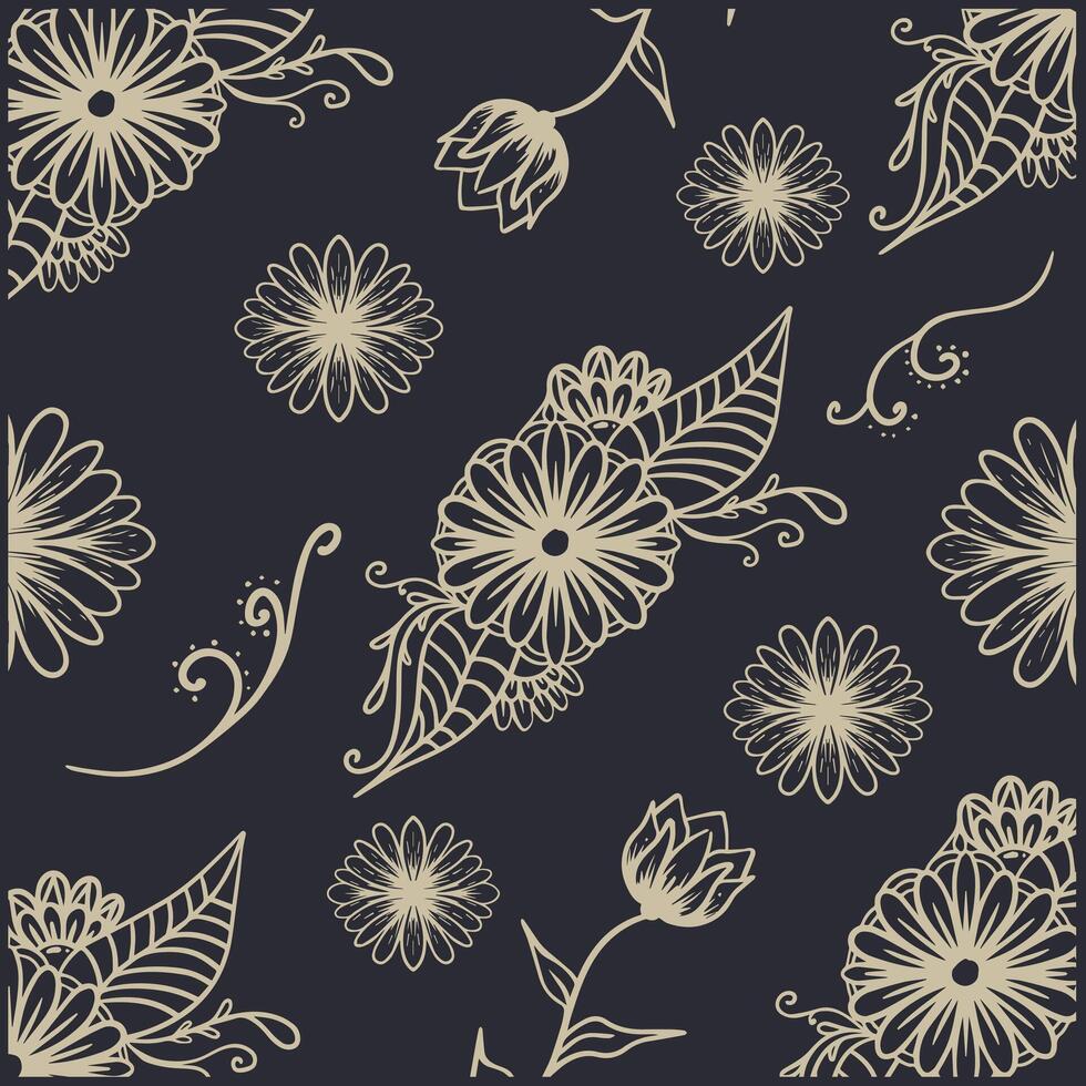 Seamless autumn floral pattern vector