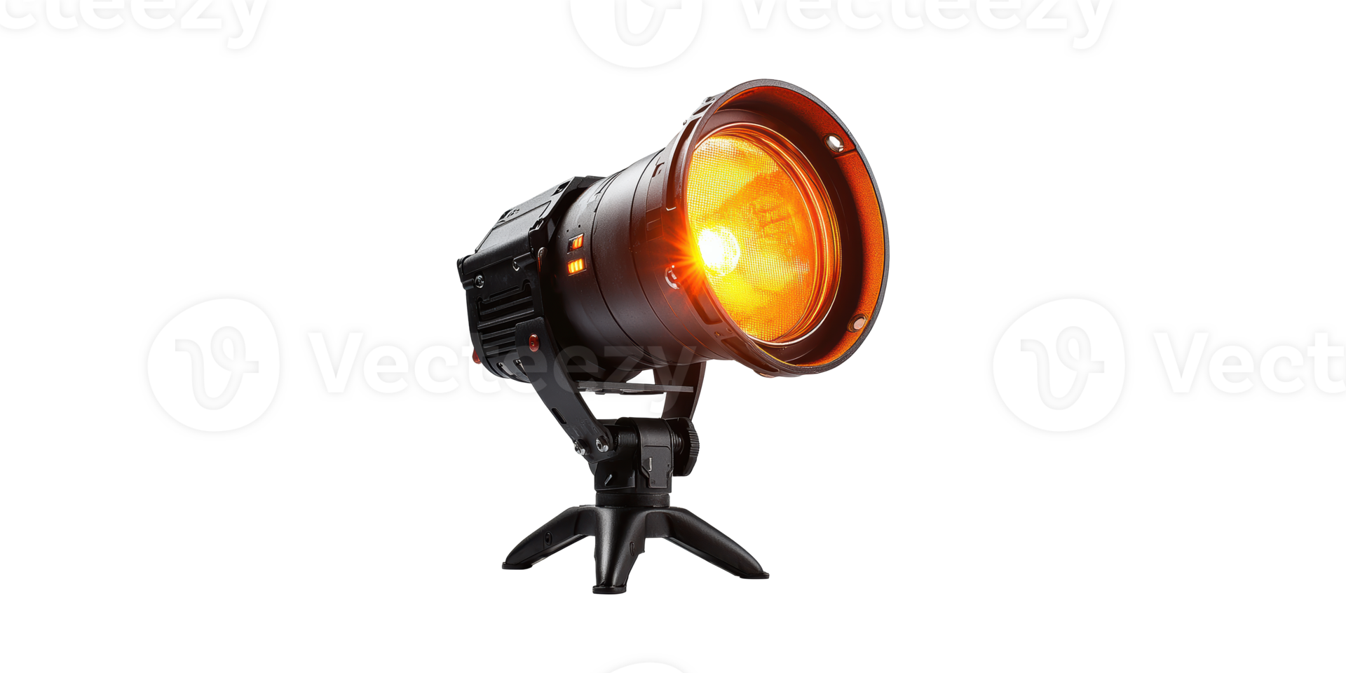 Studio stage light projector with orange glow isolated on transparent background png