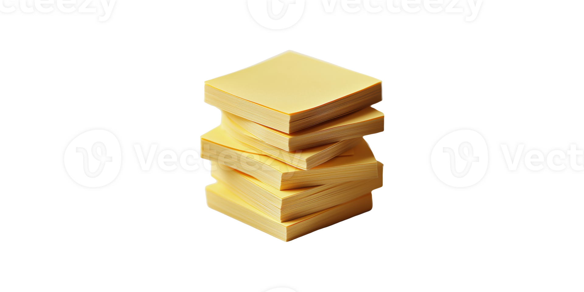 Yellow sticky notes stack isolated on transparent background png