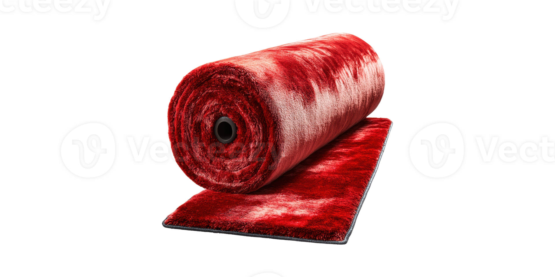 Red velvet carpet roll isolated on transparent background png