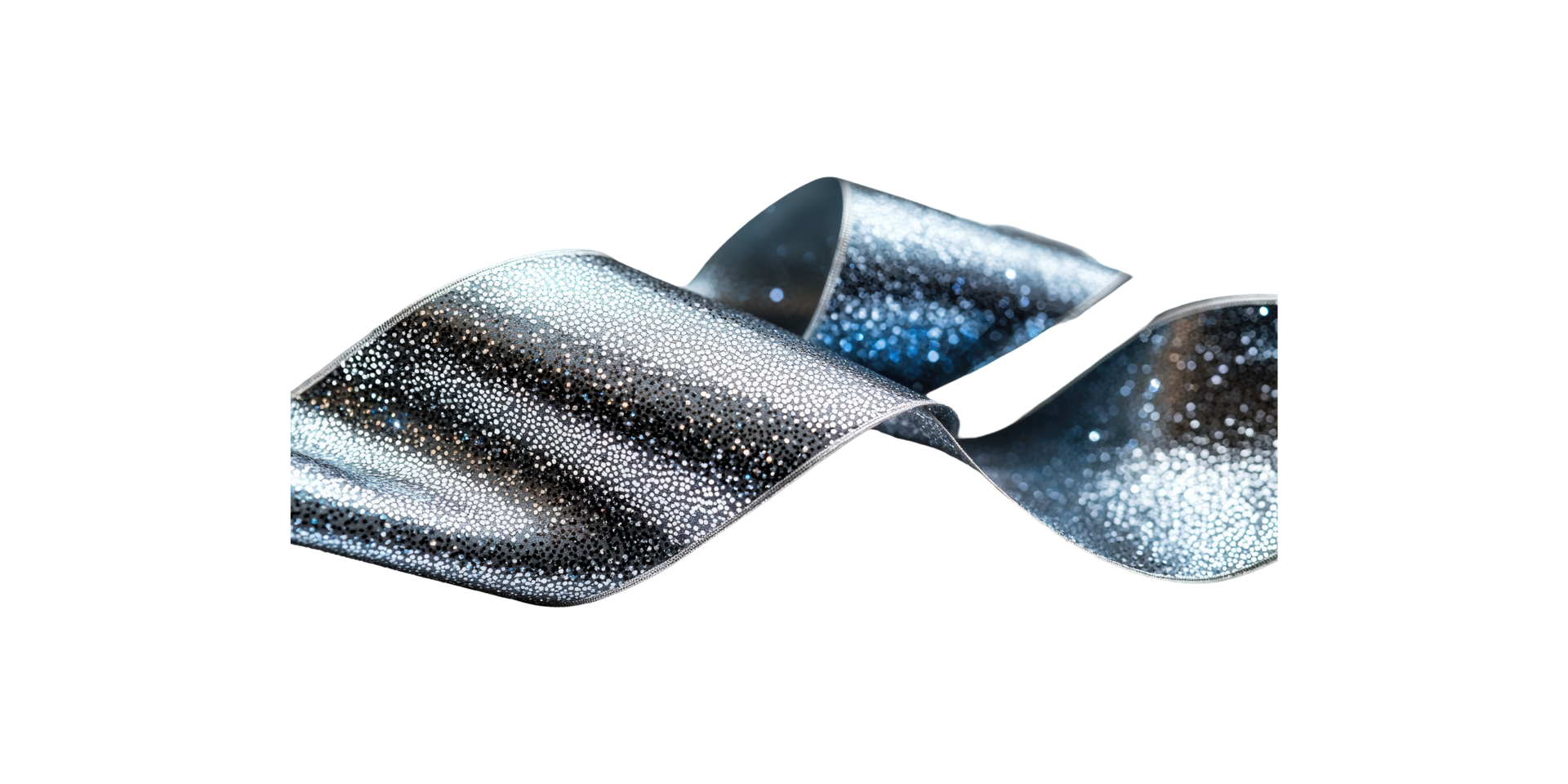 Shiny metallic ribbon with glitter texture isolated on transparent background png