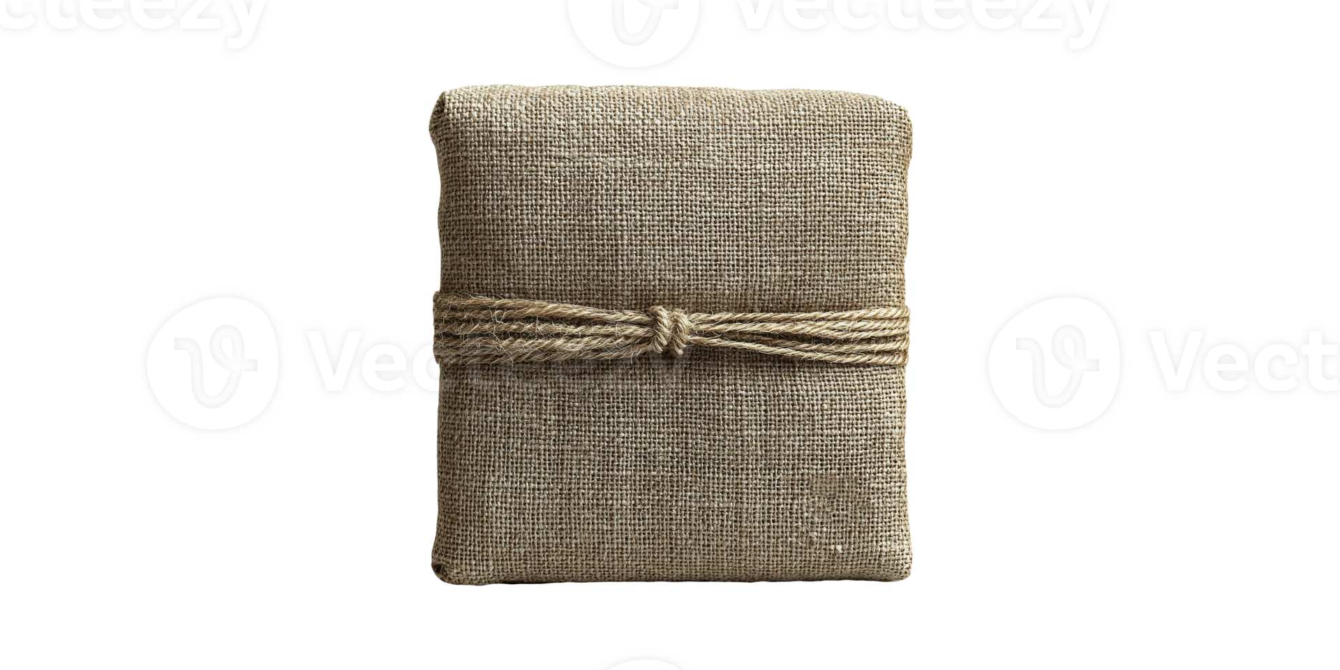 Burlap fabric sack with rope tie isolated on transparent background png