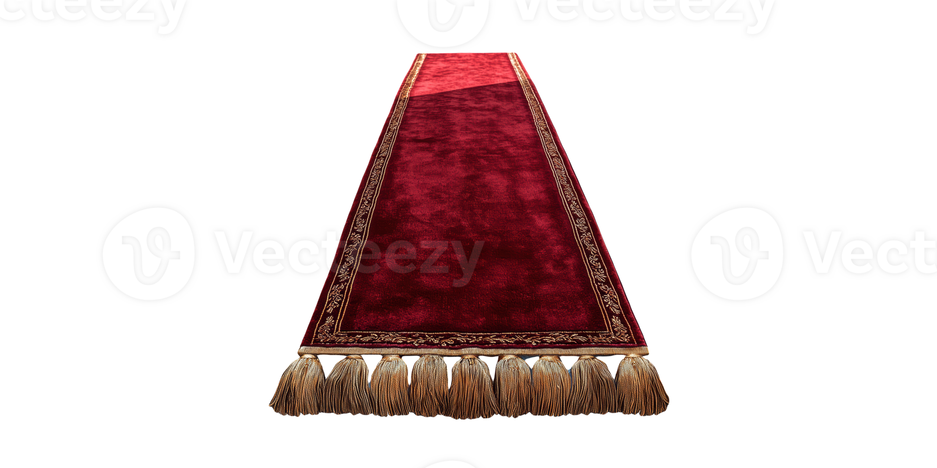 Luxurious red carpet with tassels isolated on transparent background png