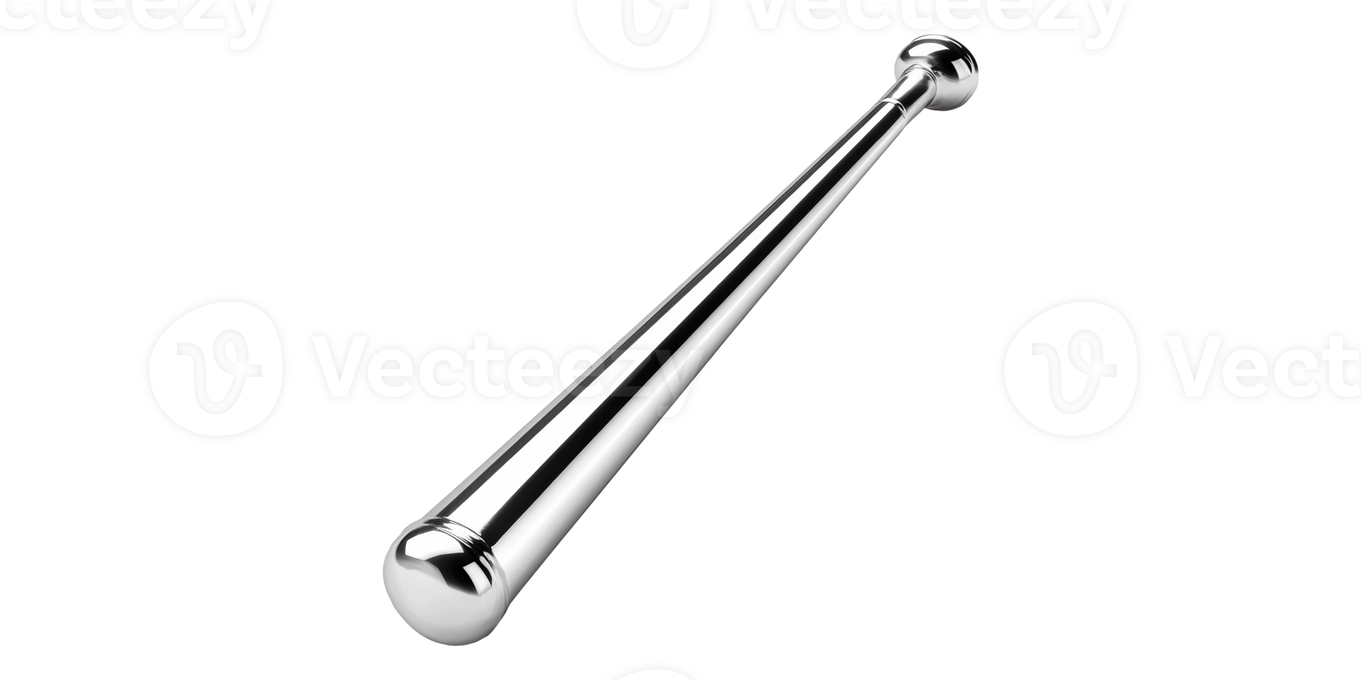 Silver metal baseball bat isolated on transparent background png