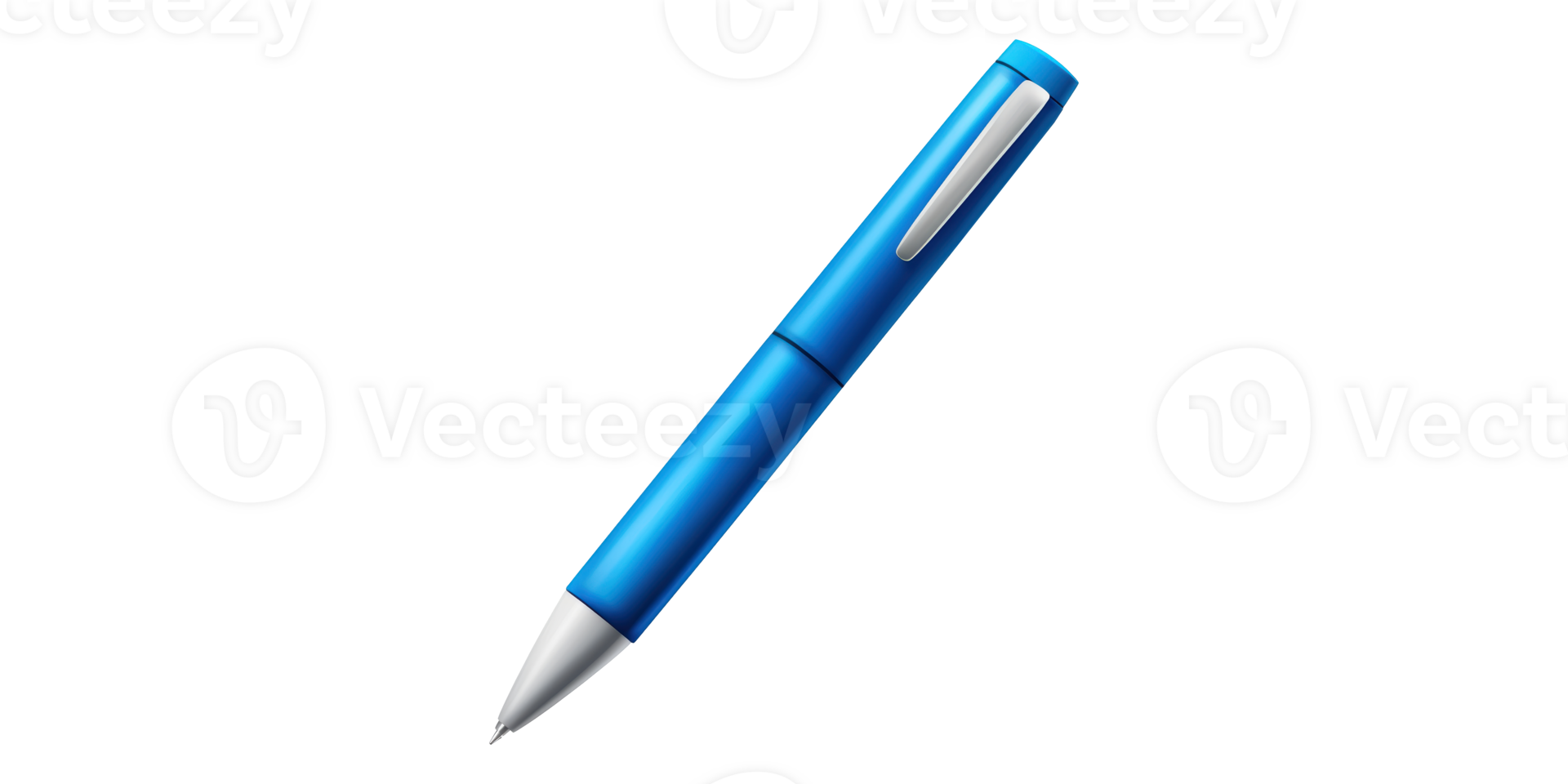 Blue ballpoint pen with clip isolated on transparent background png