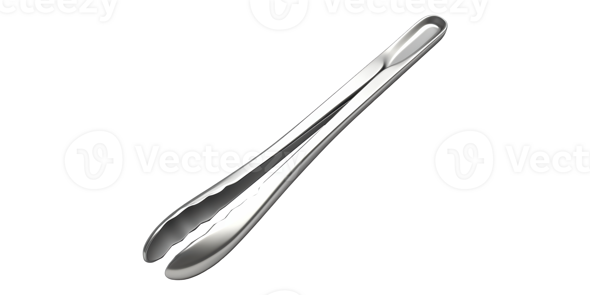 Stainless steel kitchen tongs isolated on transparent background png