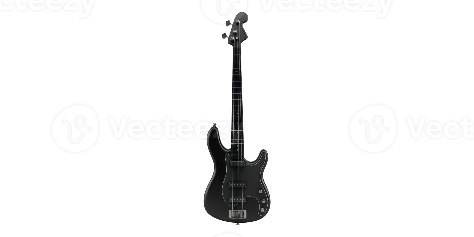 Black electric bass guitar isolated on transparent background png