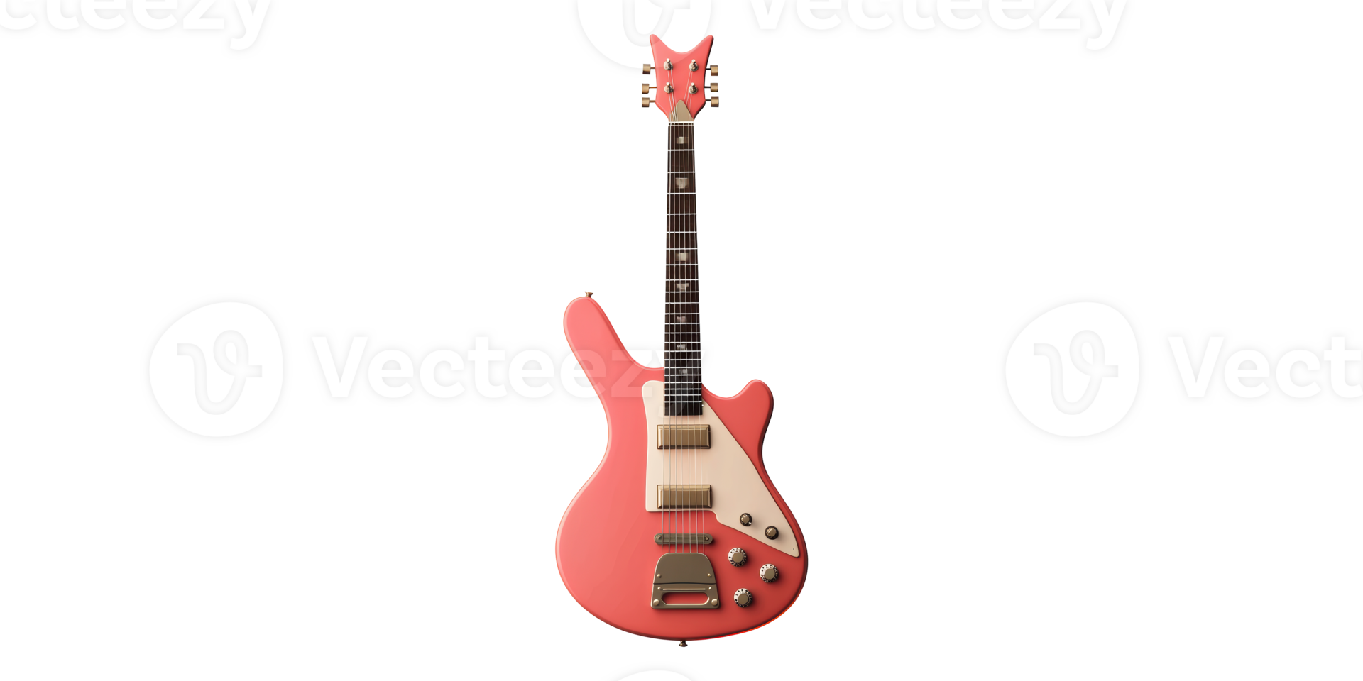 Pink electric guitar isolated on transparent background png