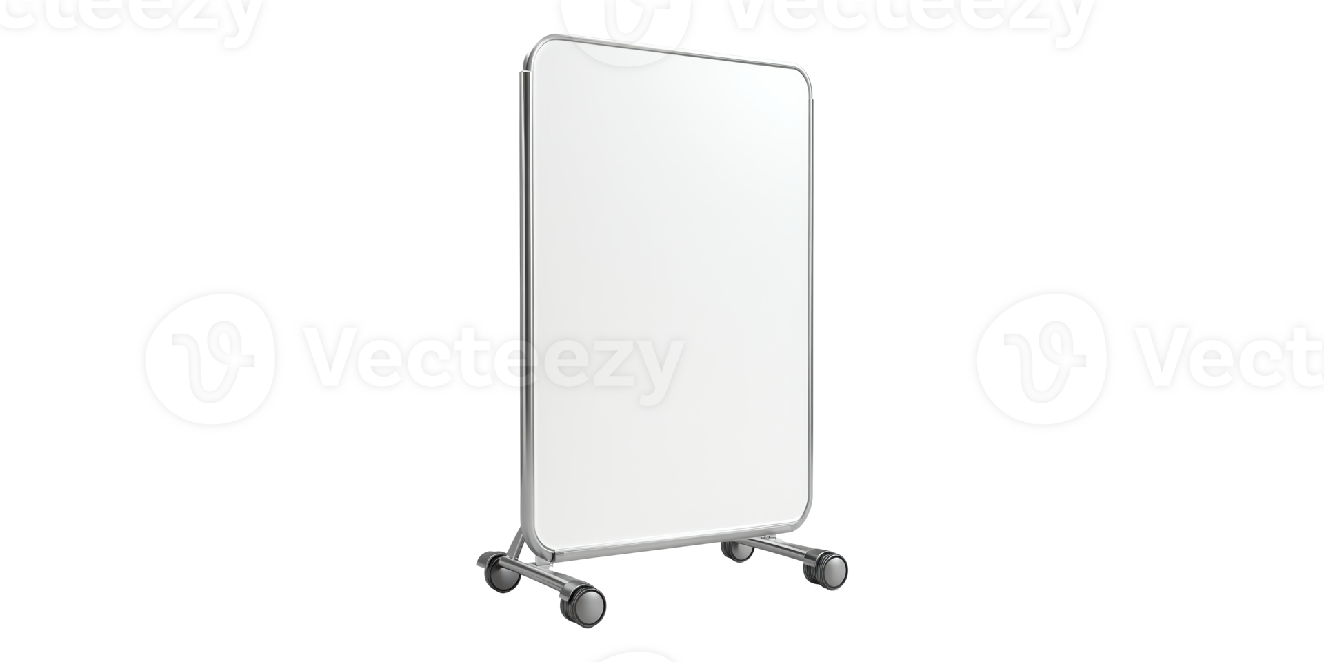 Mobile whiteboard with metal stand isolated on transparent background png